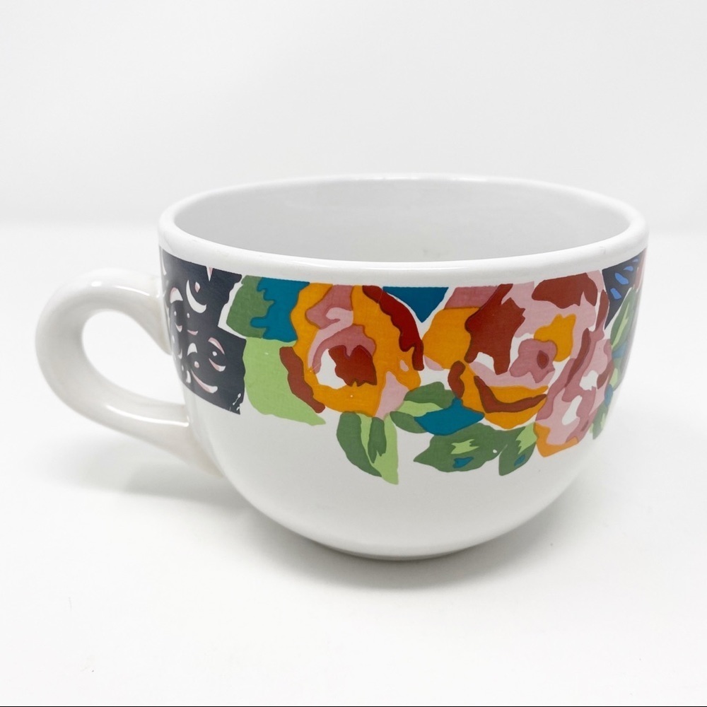 HF 96 Ceramic Floral Print Coffee Large 22 Oz